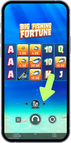 Setting a bet in Big Fishing Fortune slot